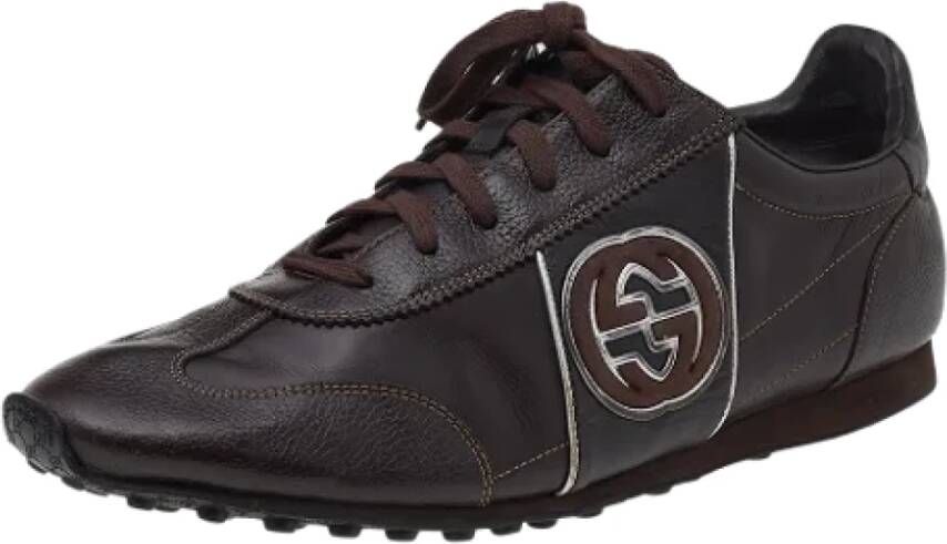 Gucci Vintage Pre-owned Leather sneakers Brown Heren