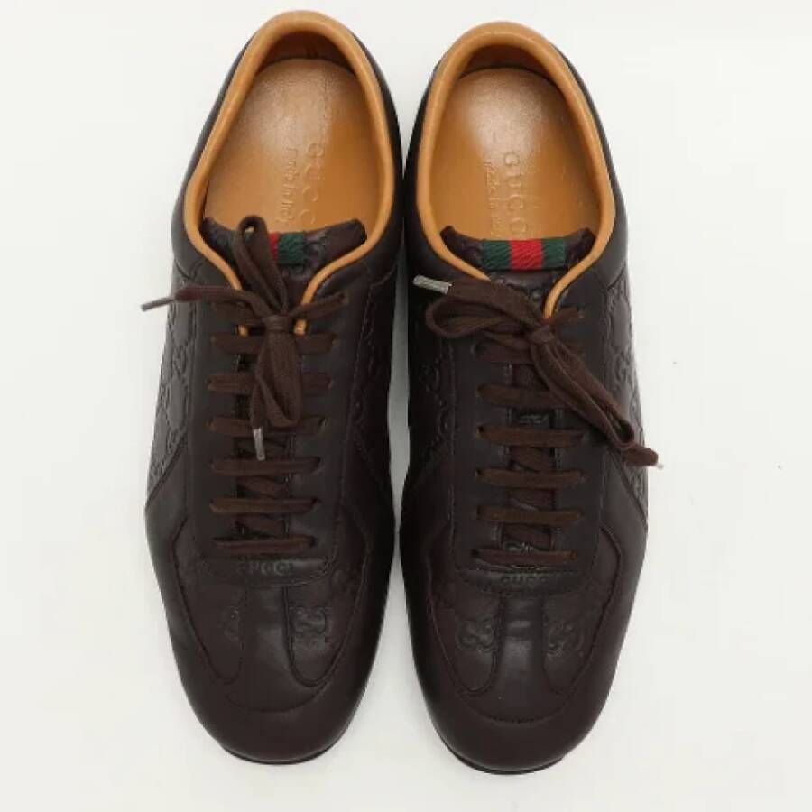 Gucci Vintage Pre-owned Leather sneakers Brown Heren