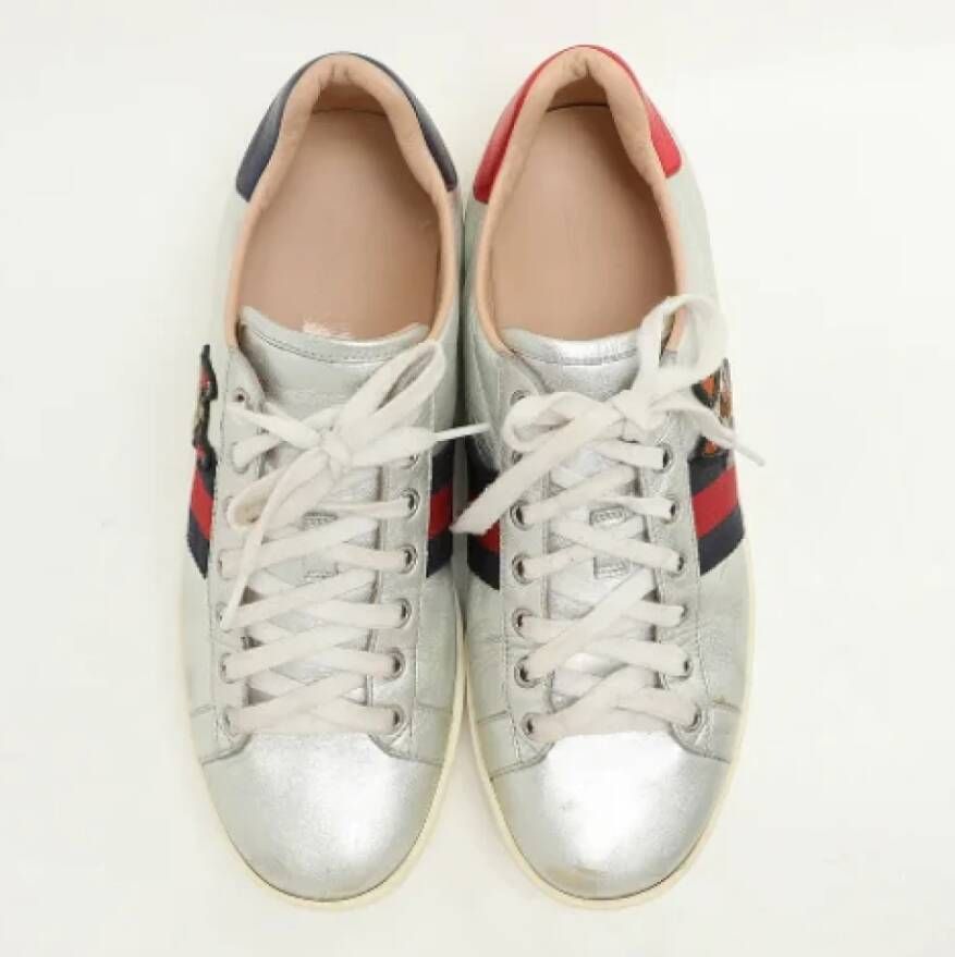 Gucci Vintage Pre-owned Leather sneakers Gray Dames