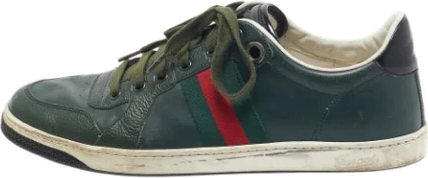 Gucci Vintage Pre-owned Leather sneakers Green Heren