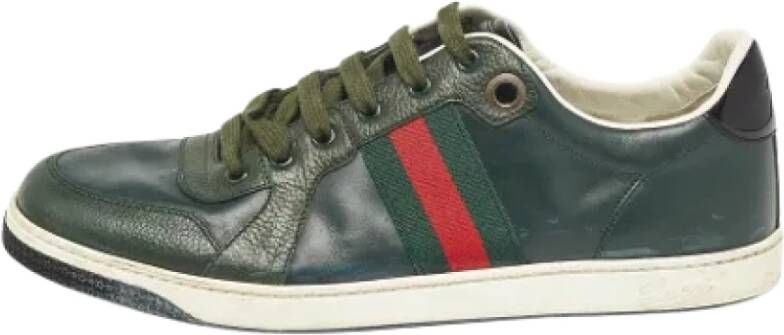 Gucci Vintage Pre-owned Leather sneakers Green Heren