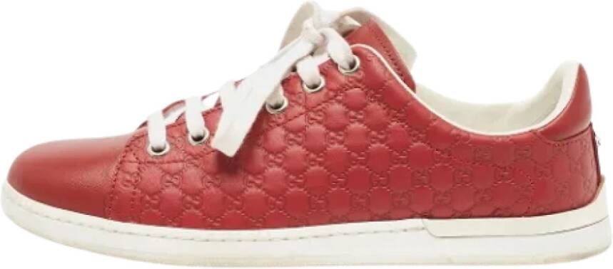 Gucci Vintage Pre-owned Leather sneakers Red Dames