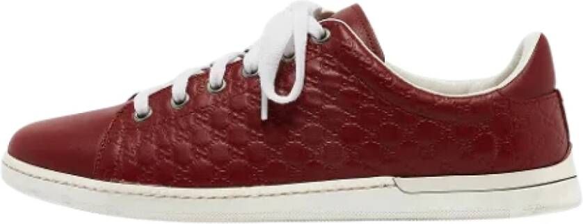 Gucci Vintage Pre-owned Leather sneakers Red Dames