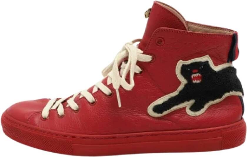 Gucci Vintage Pre-owned Leather sneakers Red Heren