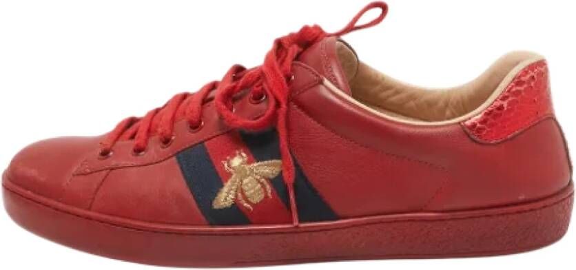 Gucci Vintage Pre-owned Leather sneakers Red Heren