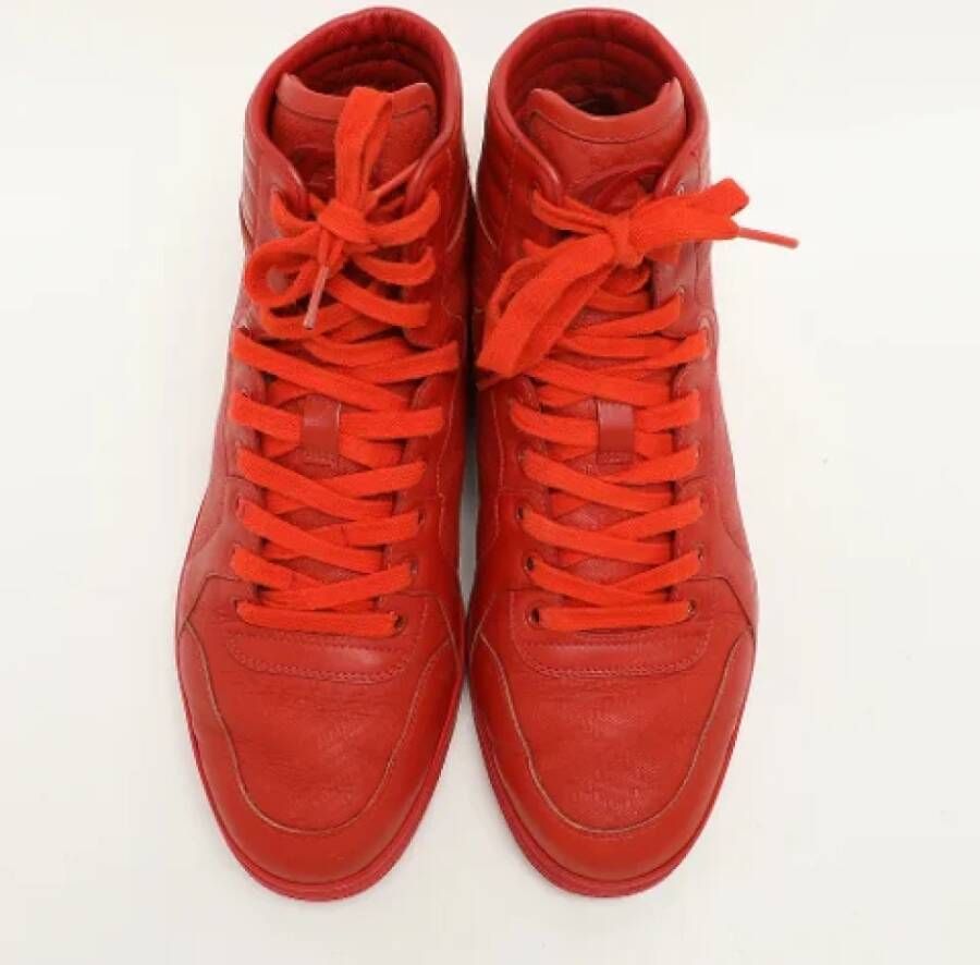 Gucci Vintage Pre-owned Leather sneakers Red Heren