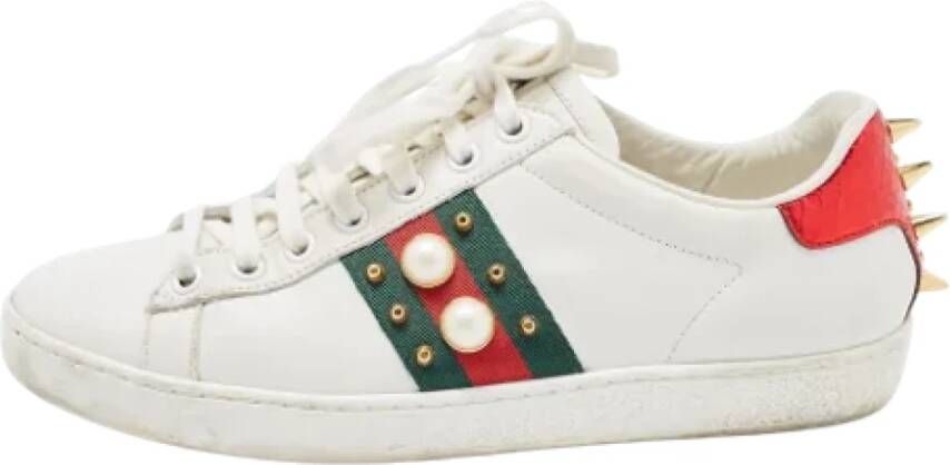 Gucci Vintage Pre-owned Leather sneakers White Dames