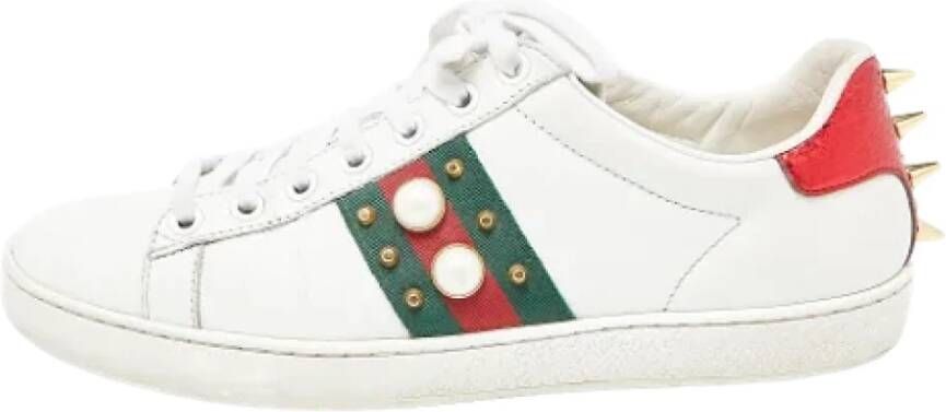 Gucci Vintage Pre-owned Leather sneakers White Dames