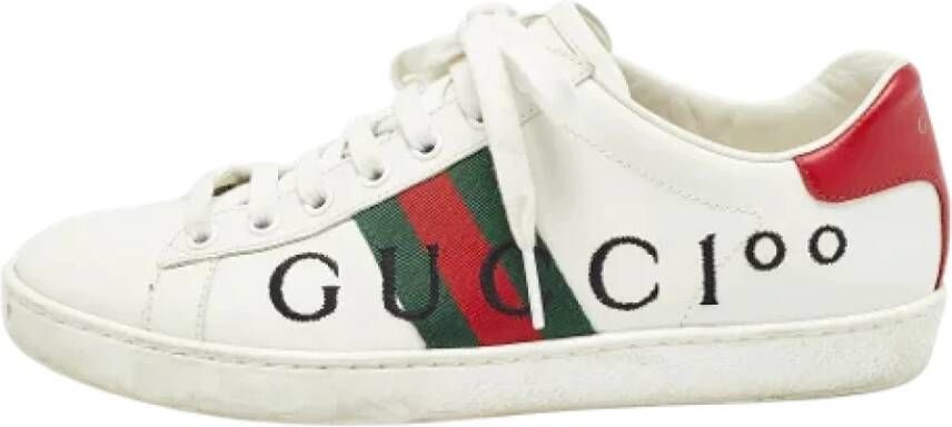 Gucci Vintage Pre-owned Leather sneakers White Dames