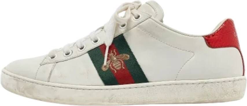 Gucci Vintage Pre-owned Leather sneakers White Dames