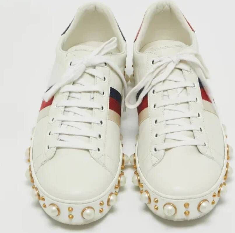 Gucci Vintage Pre-owned Leather sneakers White Dames