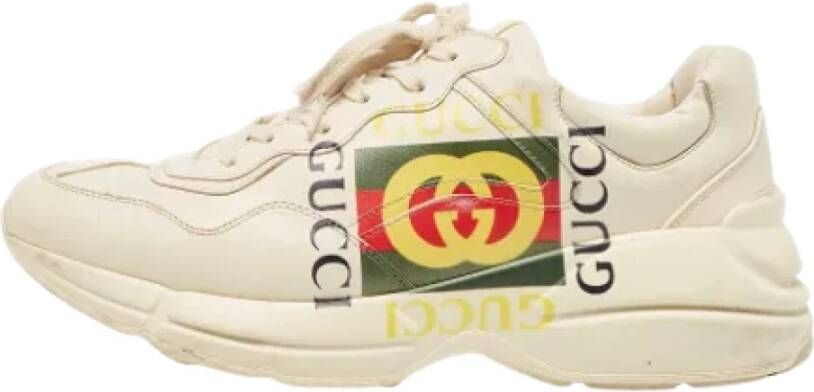 Gucci Vintage Pre-owned Leather sneakers White Heren