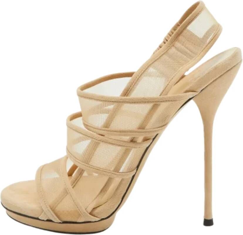 Gucci Vintage Pre-owned Mesh sandals Beige Dames