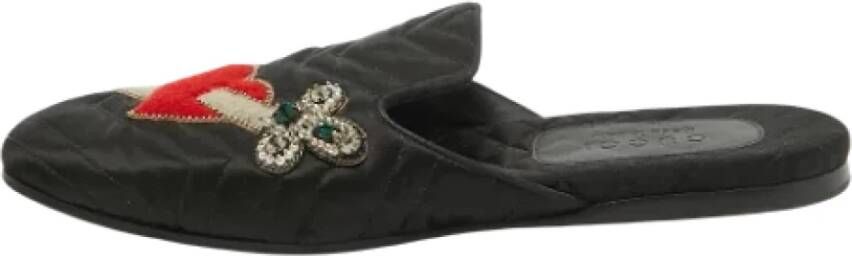 Gucci Vintage Pre-owned Satin flats Black Dames