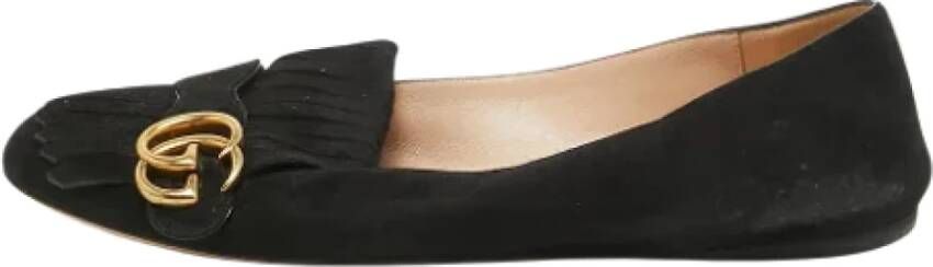 Gucci Vintage Pre-owned Suede flats Black Dames