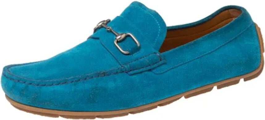 Gucci Vintage Pre-owned Suede flats Blue Dames