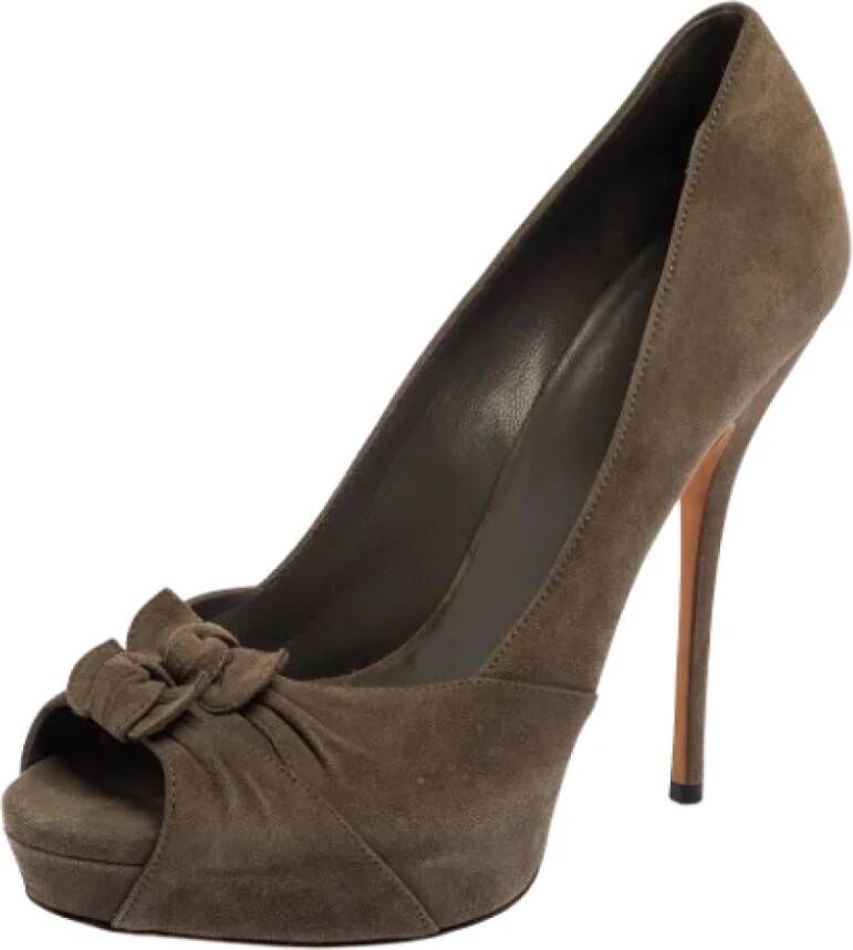 Gucci Vintage Pre-owned Suede heels Gray Dames