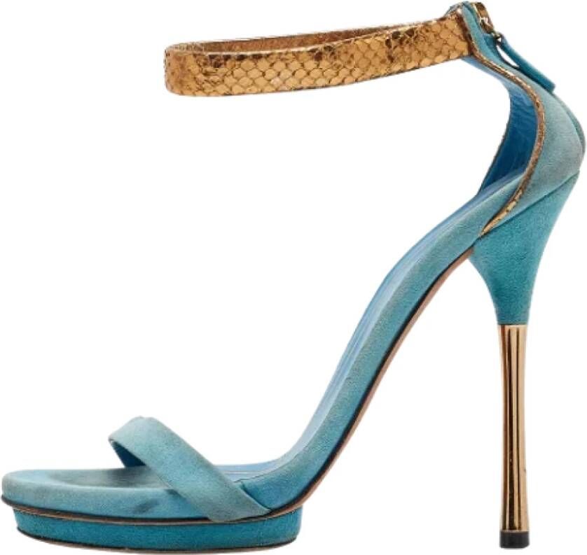 Gucci Vintage Pre-owned Suede sandals Blue Dames