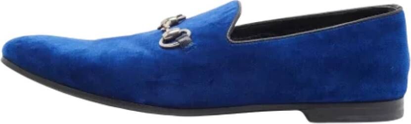 Gucci Vintage Pre-owned Velvet flats Blue Dames