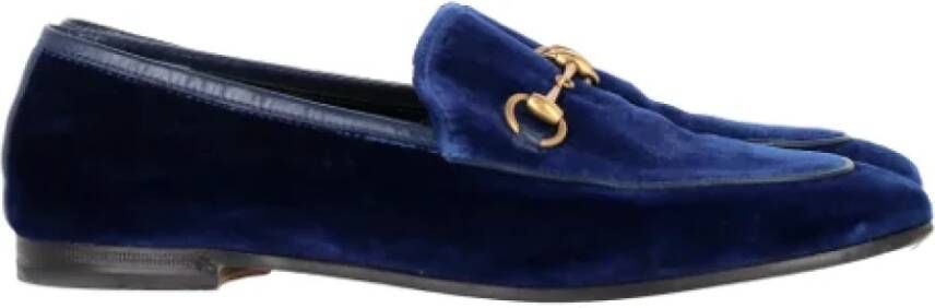 Gucci Vintage Pre-owned Velvet flats Blue Dames