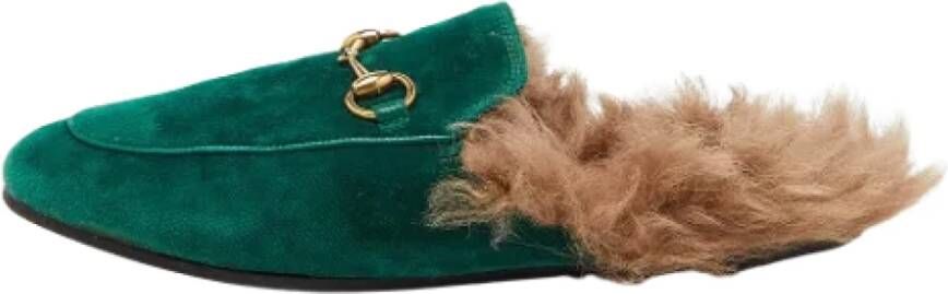 Gucci Vintage Pre-owned Velvet flats Green Dames