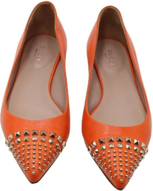 Gucci Vintage Tweedehands Oranje Leren Hakken Orange Dames