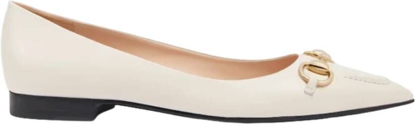 Gucci Witte Leren Ballerina Schoenen White Dames