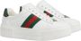 Gucci Witte Leren Sneakers met Groene en Rode Webband White Dames - Thumbnail 1