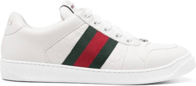 Gucci Witte leren sneakers met logo details White Heren