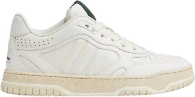 Gucci Witte leren sneakers met webdetail White Dames