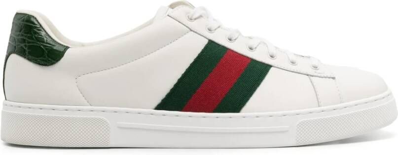 Gucci Witte Sneakers met Groen en Rood Web White Heren