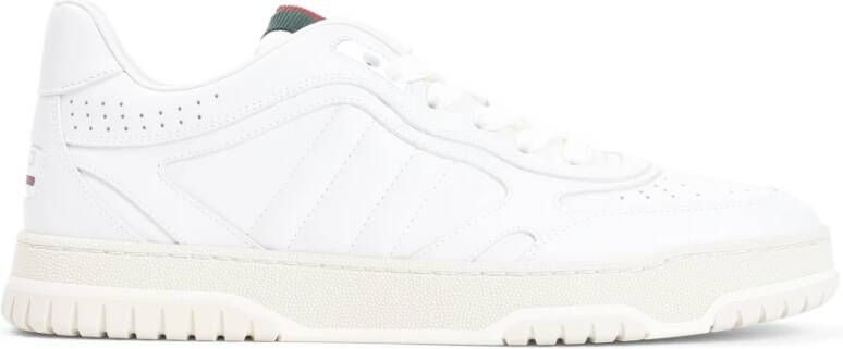 Gucci Leren Sneakers met Web-Stripe Trim White Dames