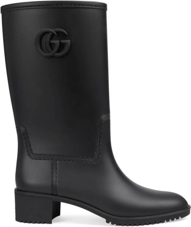 Gucci Zwarte Double G Leren Laarzen Black Dames