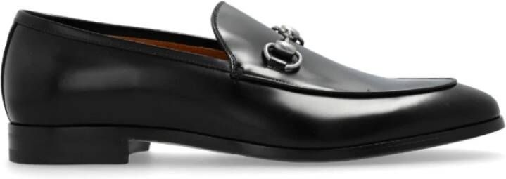 Gucci Zwarte Horsebit Loafers Geborsteld Leer Black Heren