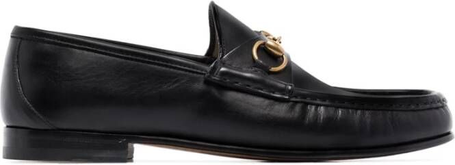 Gucci Zwarte leren Horsebit Loafers Black Dames