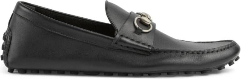 Gucci Zwarte Leren Horsebit Loafers Black Heren