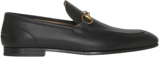 Gucci Zwarte Leren Loafers met Gouden Details Black Heren