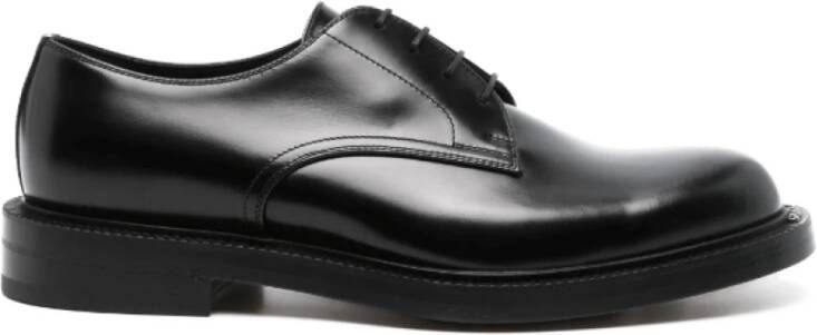 Gucci Zwarte Leren Logo Derby Schoenen Black Heren