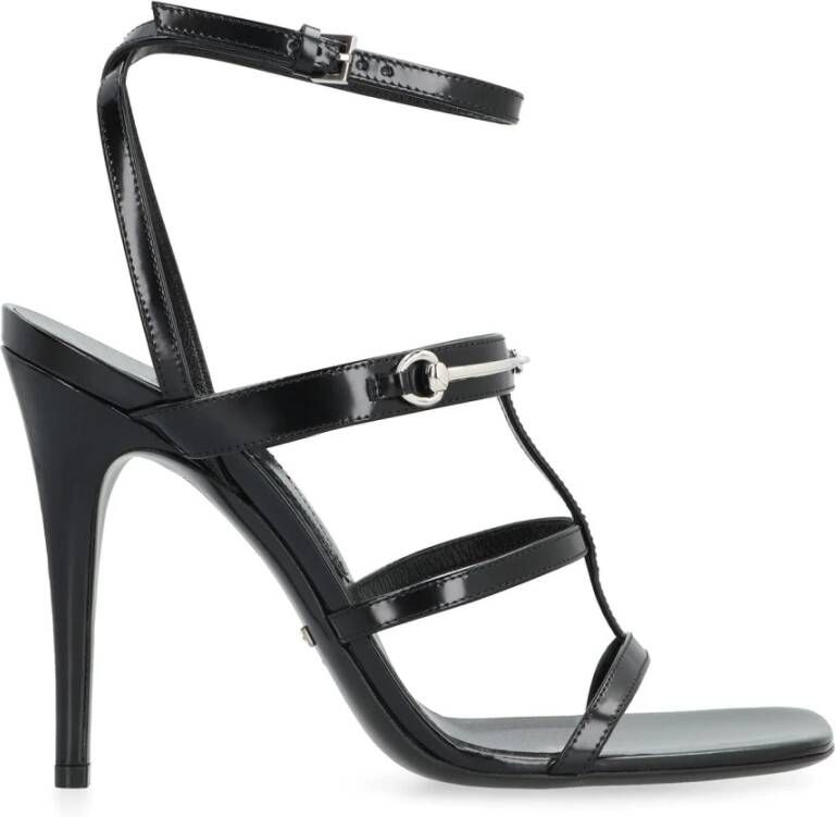 Gucci Zwarte Leren Sandalen Elegante Stiletto Black Dames