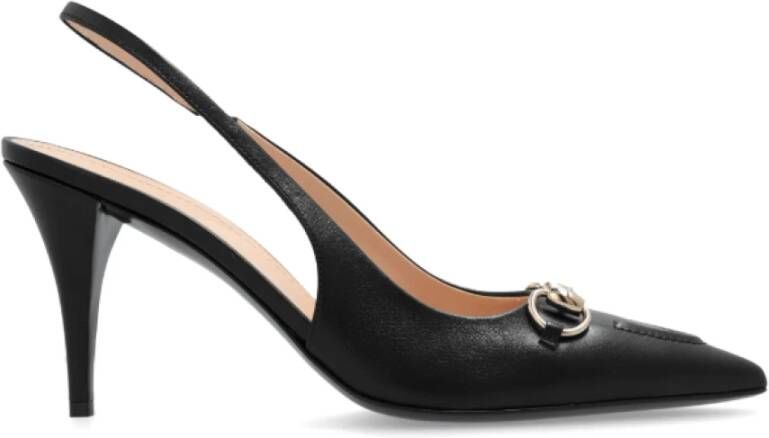 Gucci Zwarte Leren Slingback Pumps Black Dames