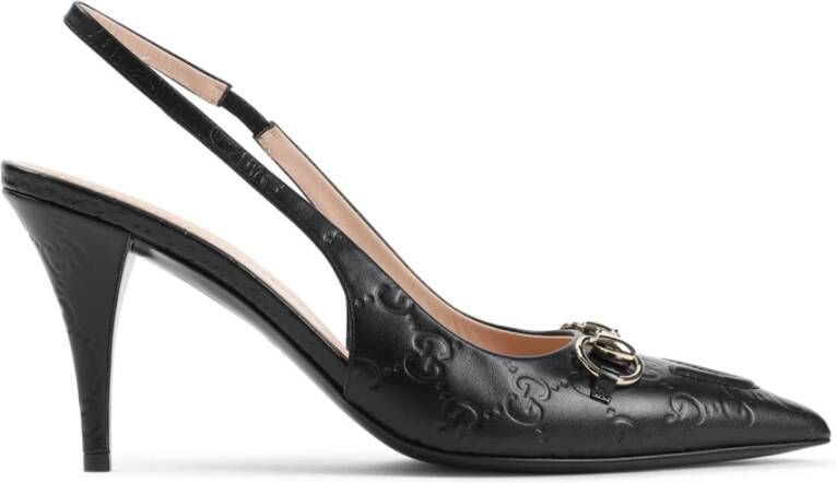 Gucci Zwarte Leren Slingback Schoenen Black Dames