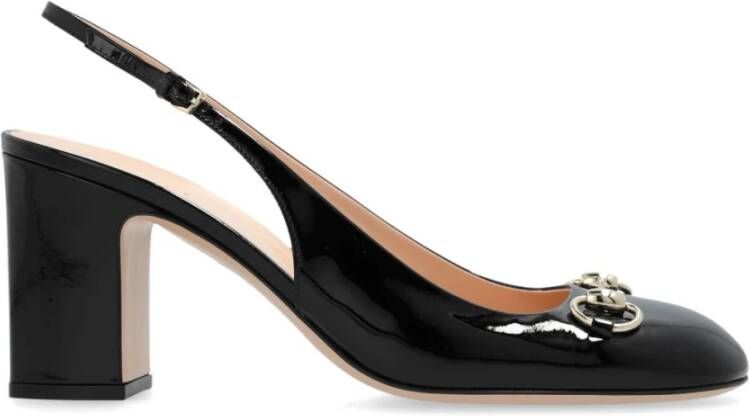 Gucci Zwarte Patentleren Slingback Sandalen Black Dames