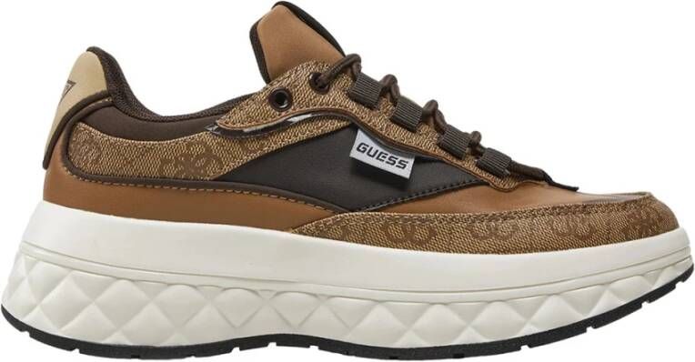 Guess Beige Bruine Sneakers met Kyrki Fltkyr Fal12 Stijl Brown Heren