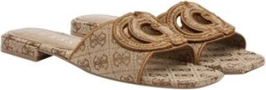 Guess Beige Lage Sandalen met Gouden Details Beige Dames