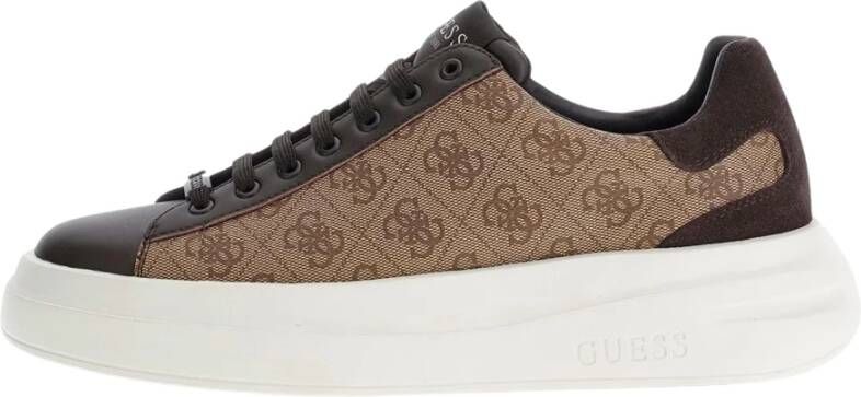 Guess Beige Sneakers 4G Logo Suede Inserts Beige Heren