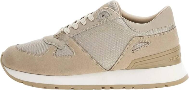 Guess Beige Stoffen Sneakers met Zijlogo Beige Heren