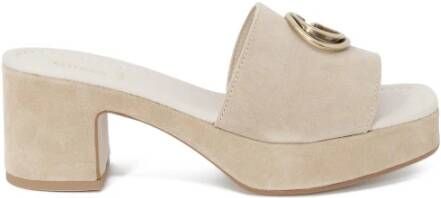 Guess Beige Suède Plateau Blokhak Sandalen Beige Dames