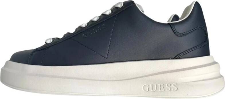 Guess Blauwe Leren Sneakers met Ronde Neus Blue Heren