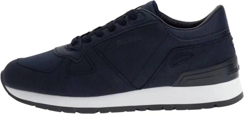 Guess Blauwe Runner Sneakers met Suède Inzetstukken Blue Heren