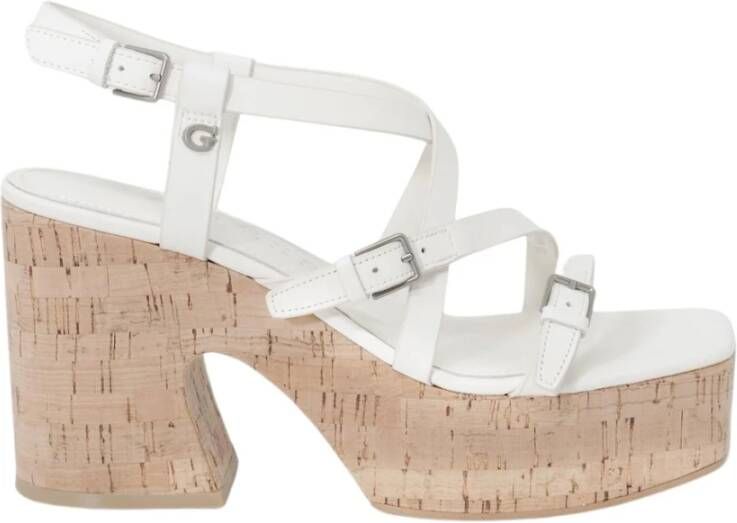 Guess Blokhak Platform Sandalen Beige White Dames